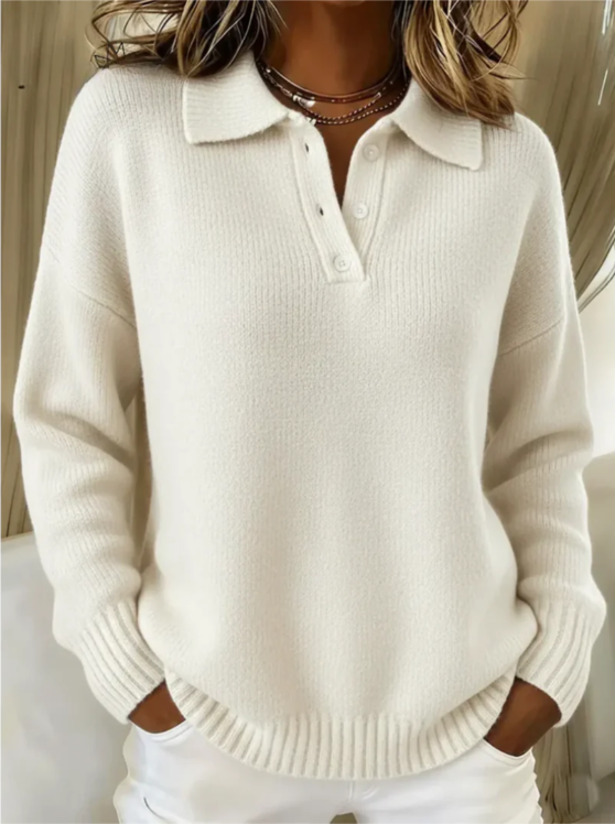 AMARA | ELEGANT KNIT POLO SWEATER