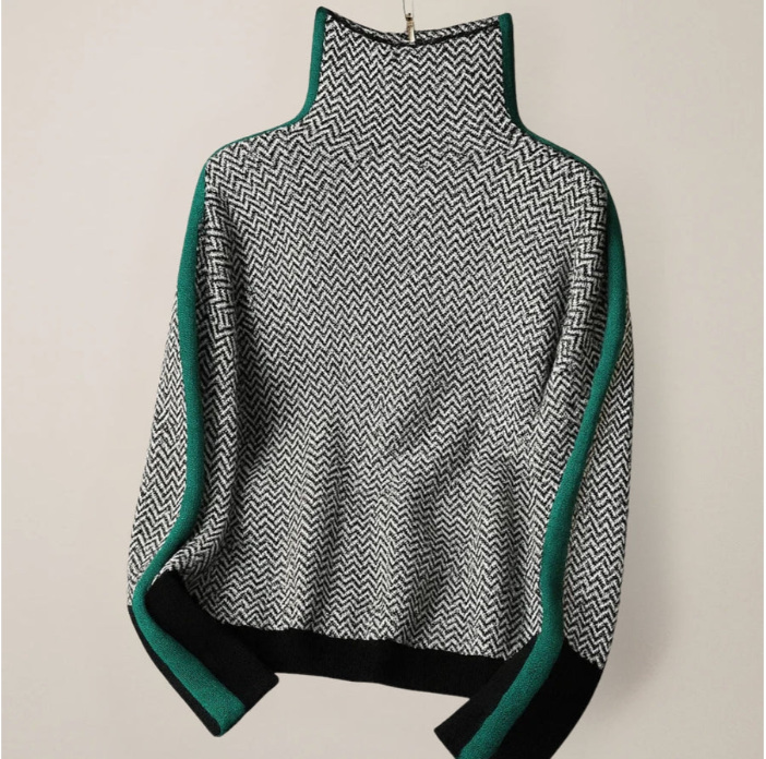 CELINE | CHEVRON-KNIT TURTLENECK SWEATER