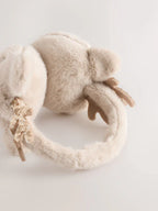 Cream Reindeer-Pattern Ear Muffs