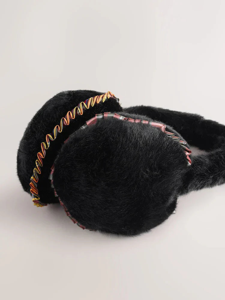 Black Plaid Ear Muffs