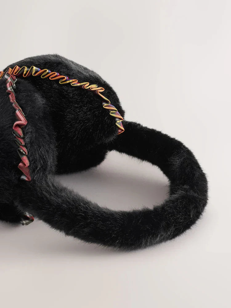 Black Plaid Ear Muffs