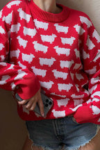 CAMILLA | LOOSE KNIT SWEATER WITH ANIMAL PRINT