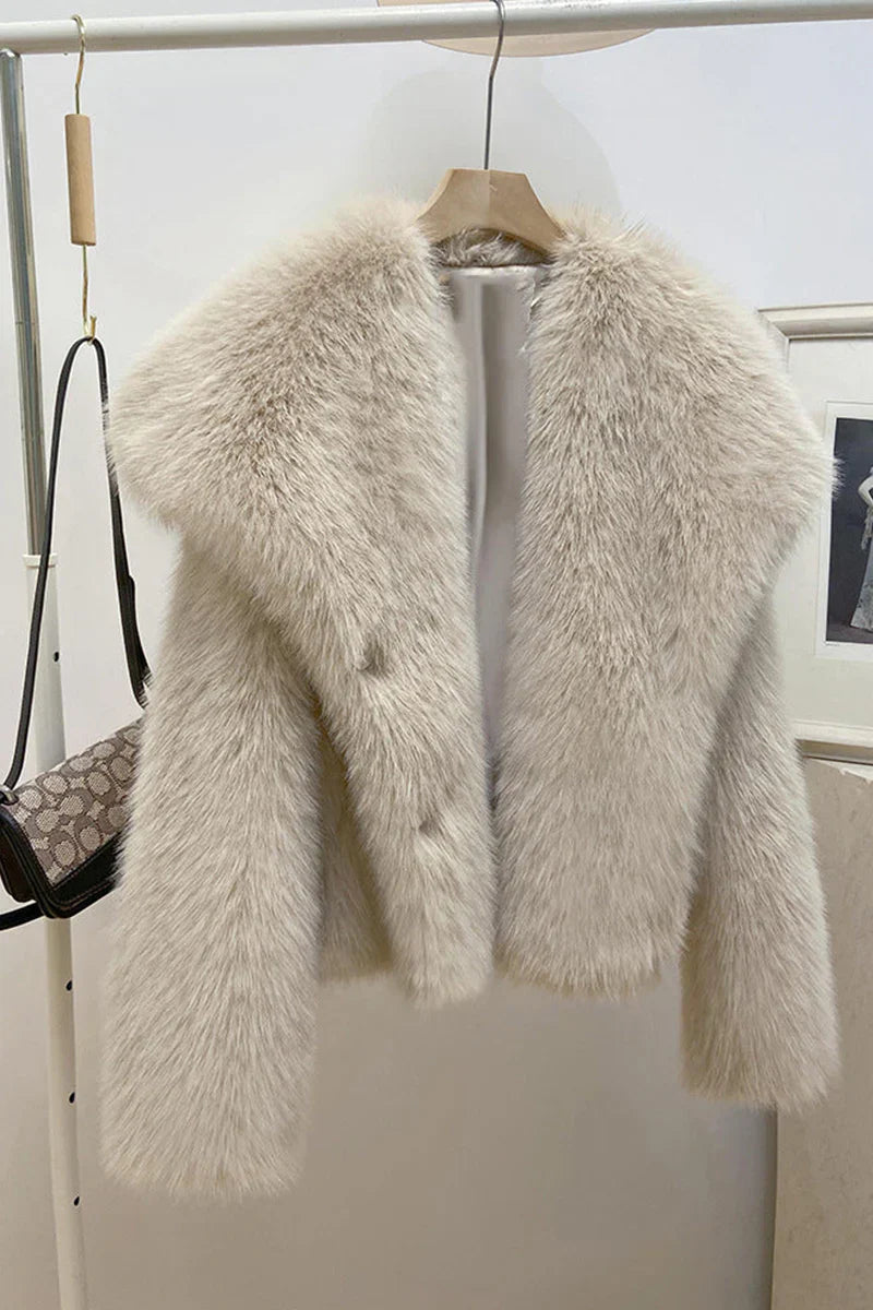 Elegant, winter, luxury jacket made of faux fur