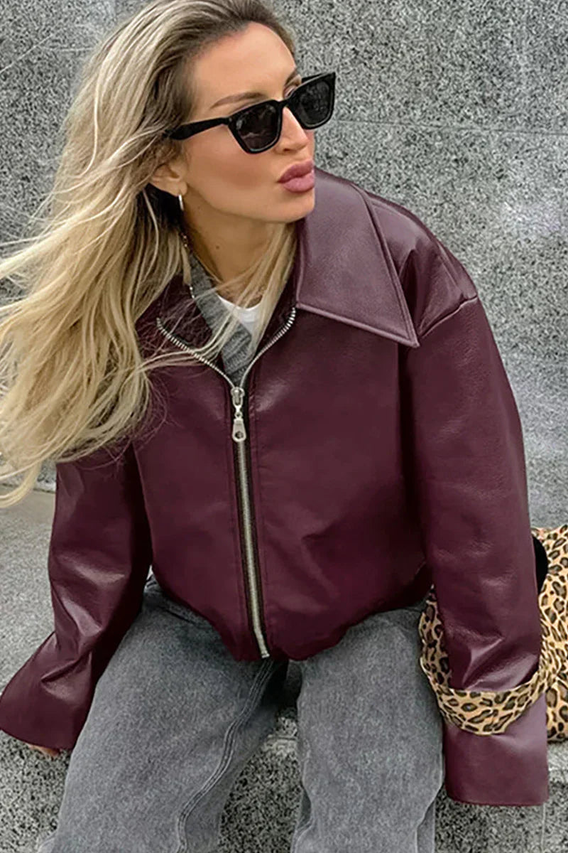 JARA | ELEGANT URBAN OVERSIZED LEATHER JACKET