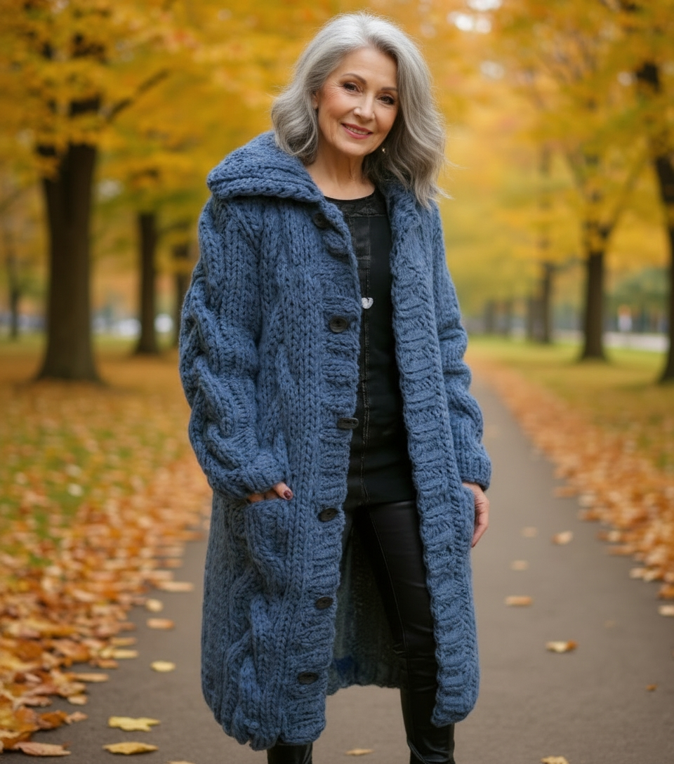 ARIA | COZY KNIT COAT BLUE