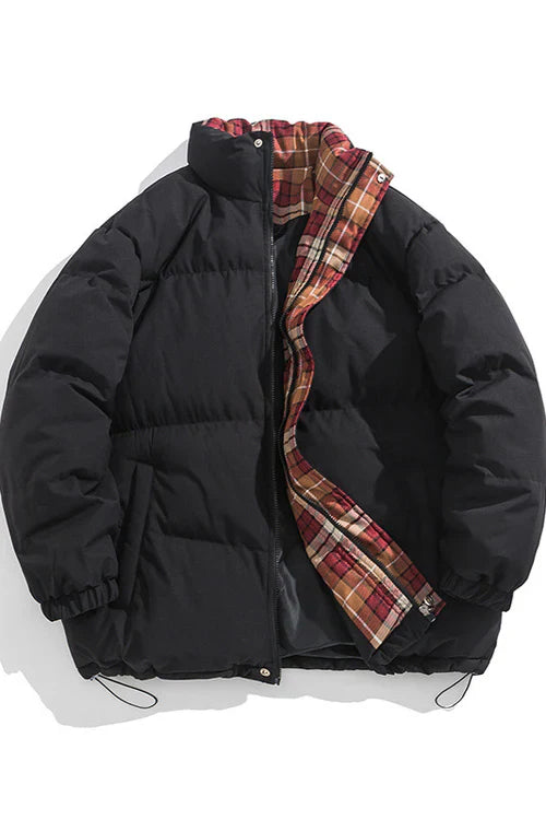 FREYA | REVERSIBLE DOWN JACKET WITH PLAID LINING