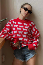 CAMILLA | LOOSE KNIT SWEATER WITH ANIMAL PRINT