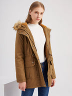 LIORA | FLUFFY JACKET WITH FAUX FUR HOOD