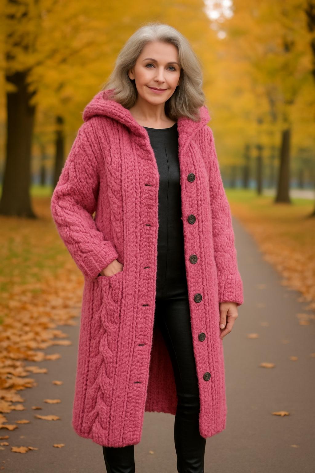 ARIA | COZY KNIT COAT PINK