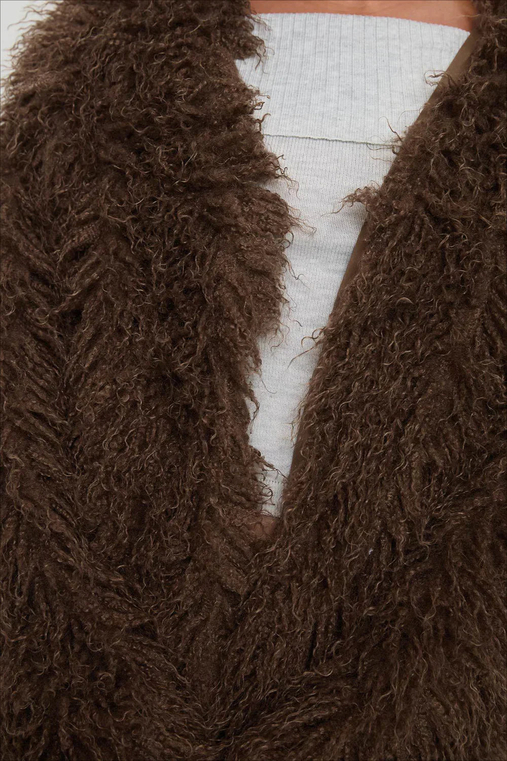 Oversized plush brown faux fur jacket