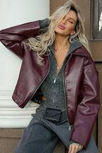 JARA | ELEGANT URBAN OVERSIZED LEATHER JACKET