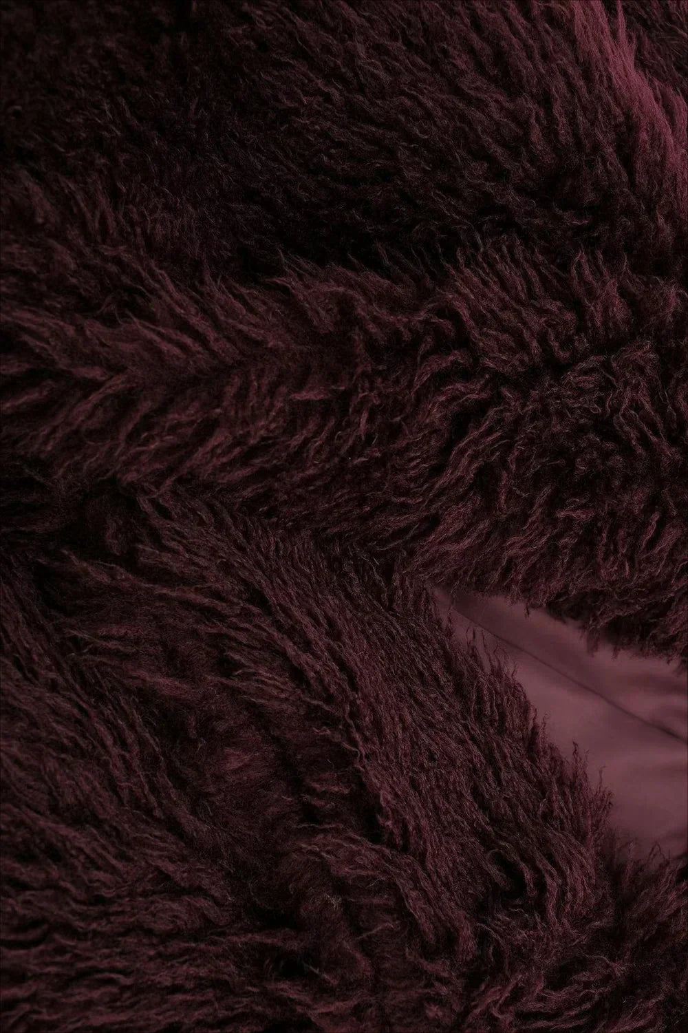 Plush Burgundy Shaggy Faux Fur Jacket