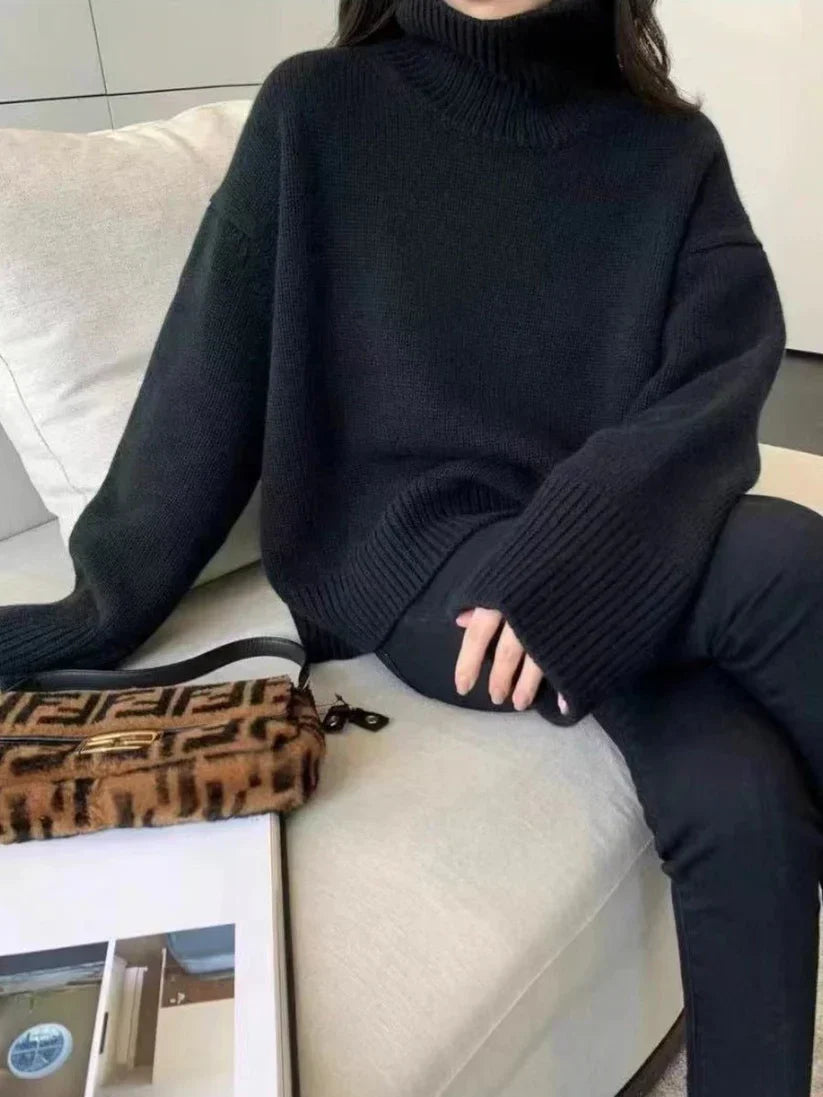 SOLENE LUXE | THICK HIGH-COLLAR SWEATER IN KOREAN STYLE