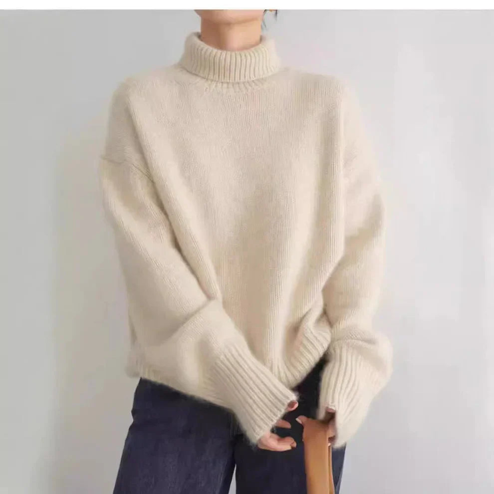 SOLENE LUXE | THICK HIGH-COLLAR SWEATER IN KOREAN STYLE