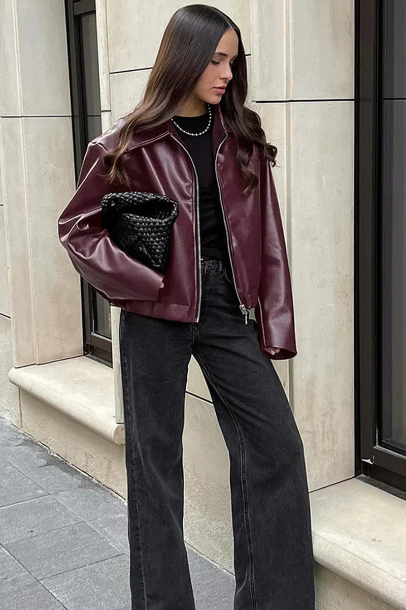 JARA | ELEGANT URBAN OVERSIZED LEATHER JACKET