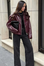 JARA | ELEGANT URBAN OVERSIZED LEATHER JACKET