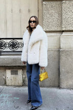 Elegant, winter, luxury jacket made of faux fur