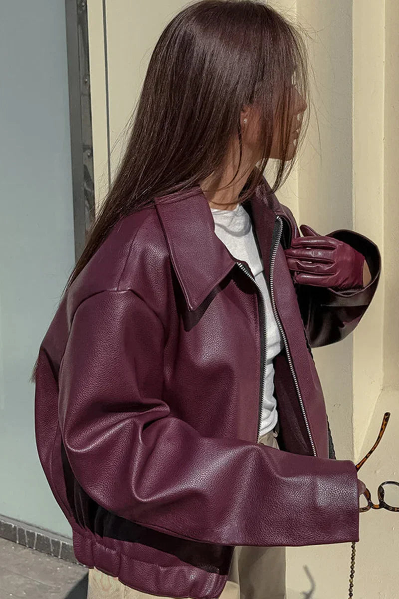 JARA | ELEGANT URBAN OVERSIZED LEATHER JACKET