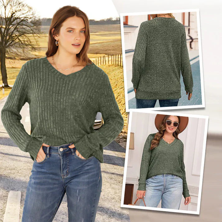 Women’s V-neck long-sleeve sweater