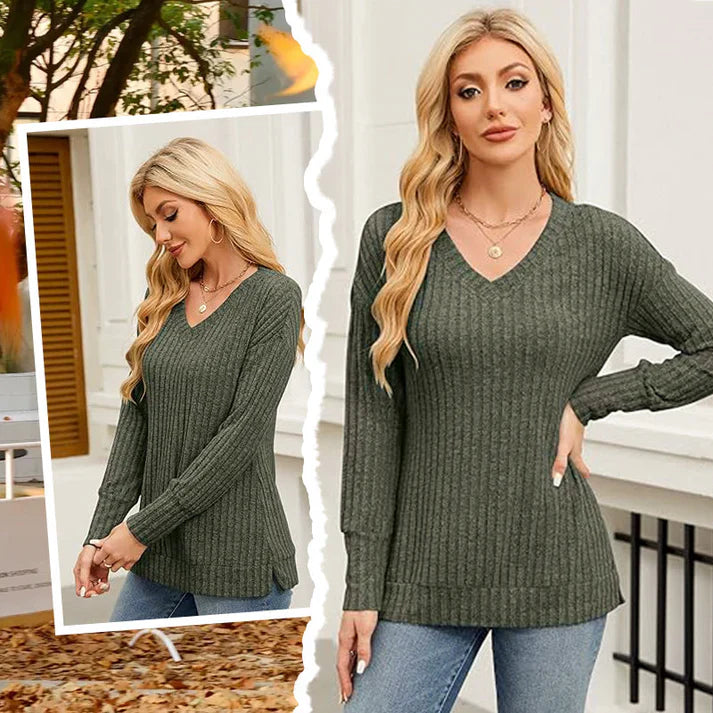 Women’s V-neck long-sleeve sweater