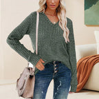 Women’s V-neck long-sleeve sweater