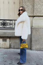 Elegant, winter, luxury jacket made of faux fur