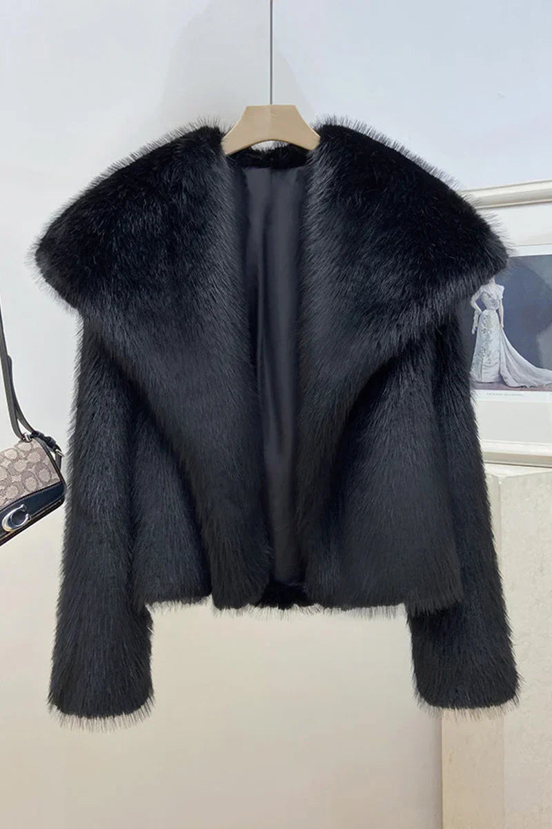 Elegant, winter, luxury jacket made of faux fur