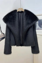 Elegant, winter, luxury jacket made of faux fur